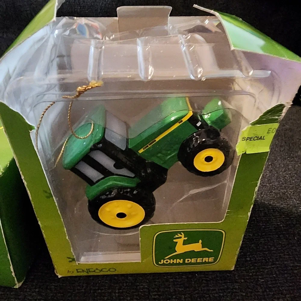 Lot‎ Of 2 ENESCO John Deere Tractor Hanging Ornament/Shelf Decor (2000)